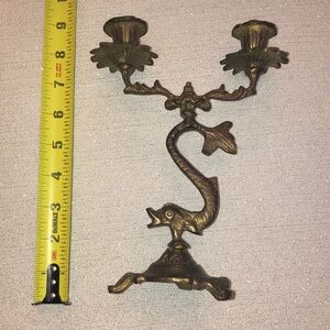 Vintage Metal Koi Carp Candlestick